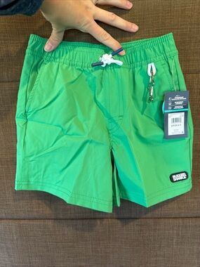 NWT size 6-7 boys Rugged Sharky Bright Green Swim Shorts